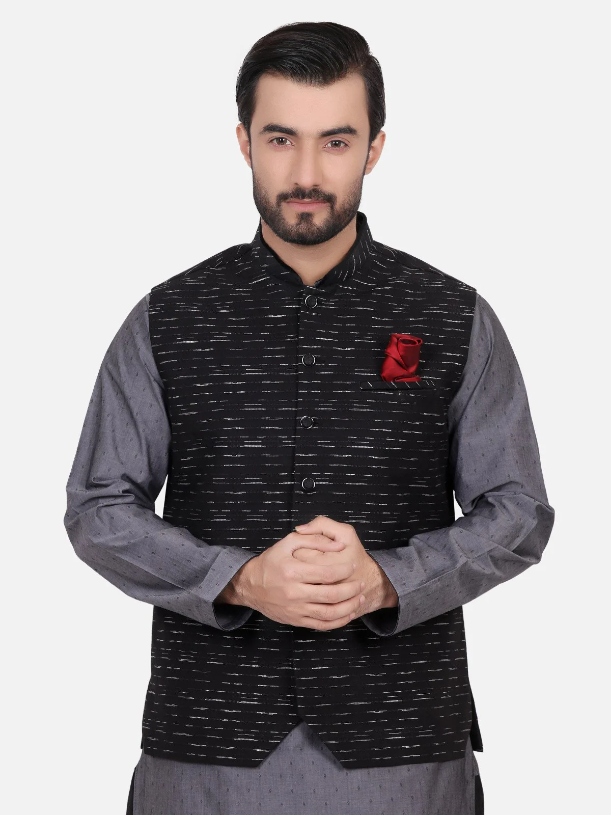 Men's Black Waist Coat - EMTWC18-35626