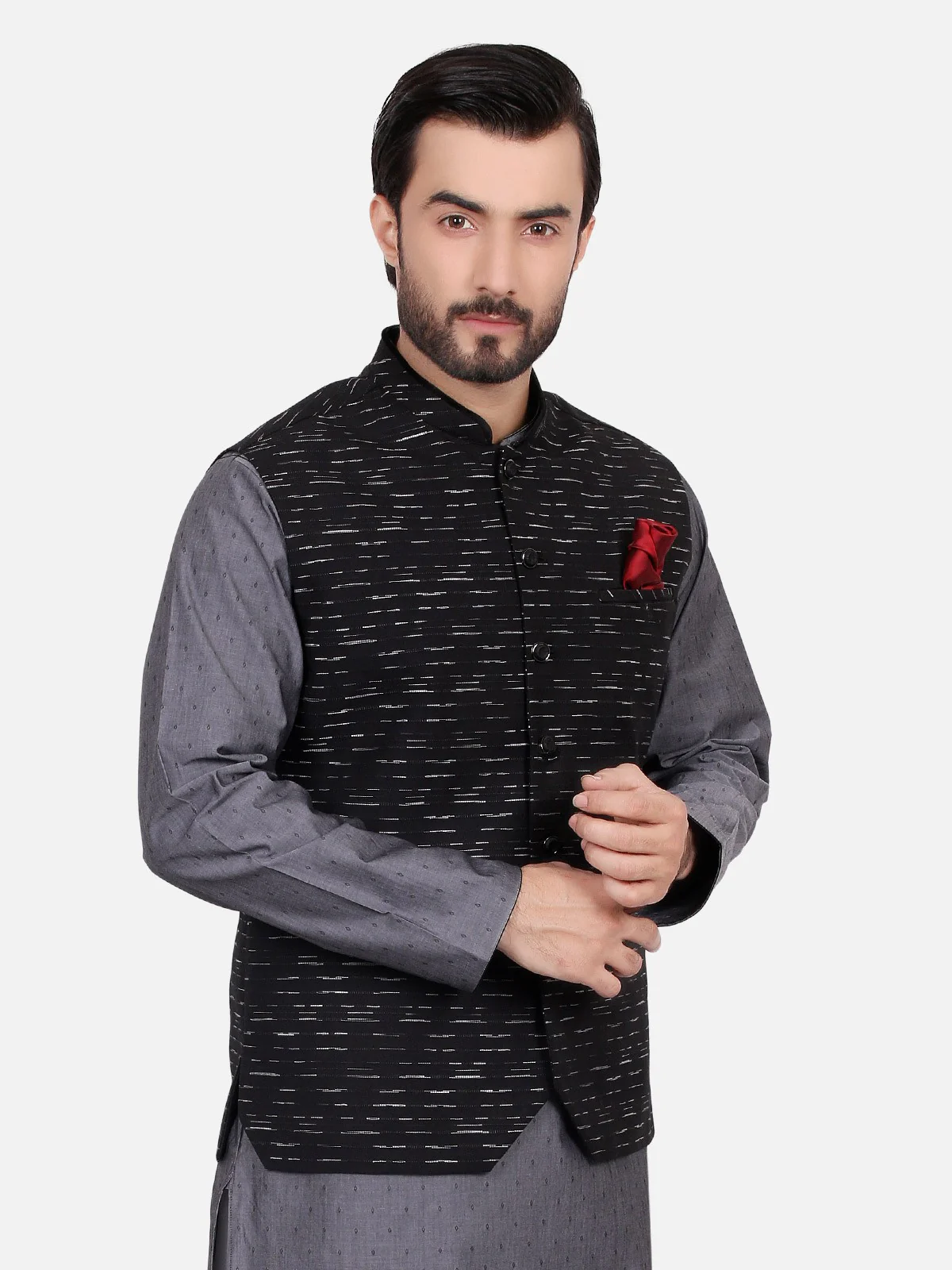 Men's Black Waist Coat - EMTWC18-35626 - Image 2