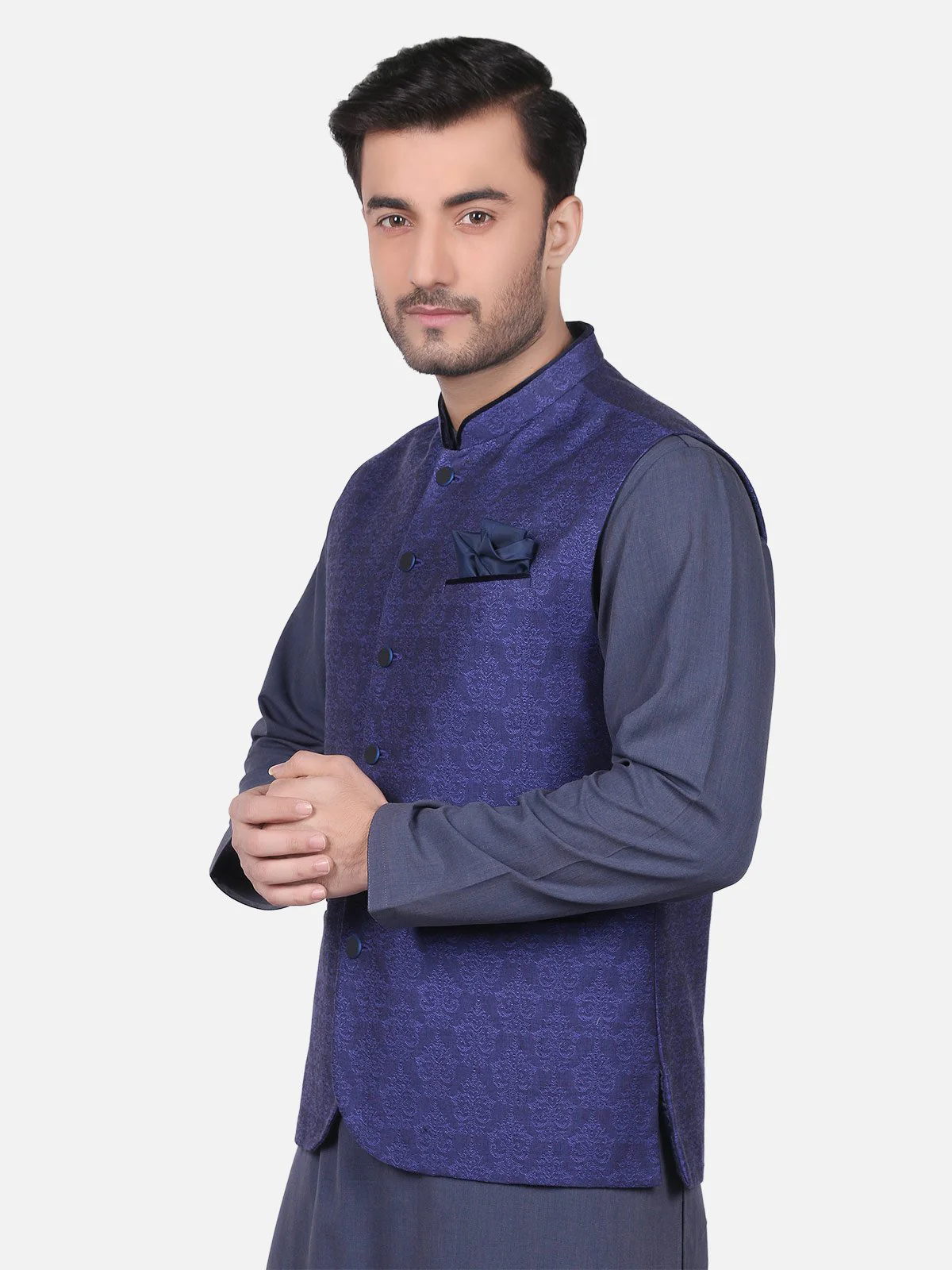 Men's Blue Waist Coat - EMTWC18-35629 - Image 2
