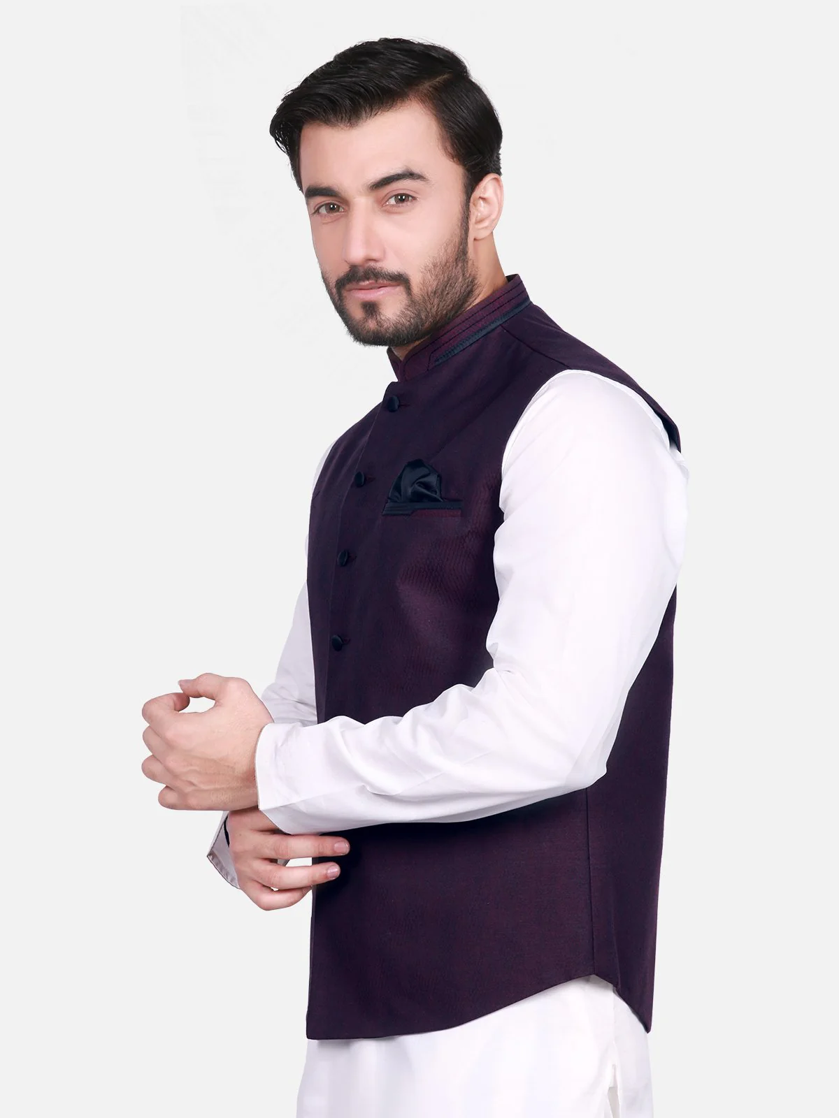 Men's Dark Purple Waist Coat - EMTWC18-35630 - Image 2