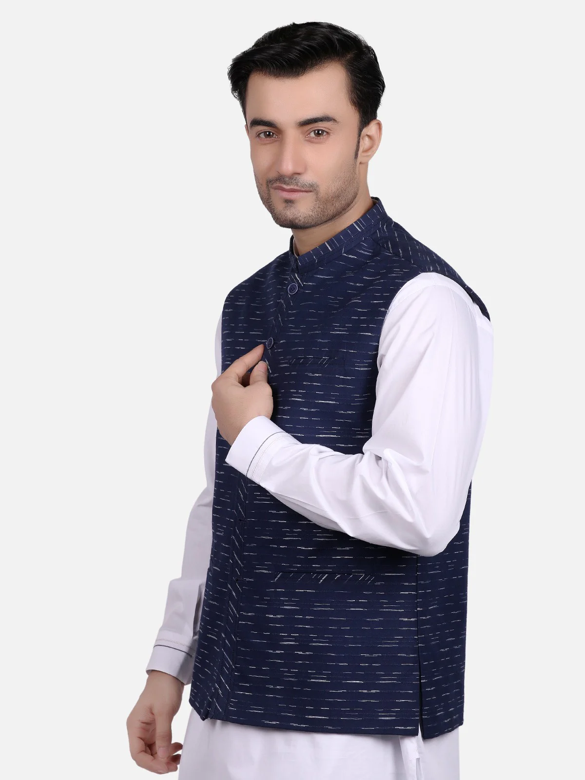Men's Navy Blue Waist Coat - EMTWC18-35644 - Image 2
