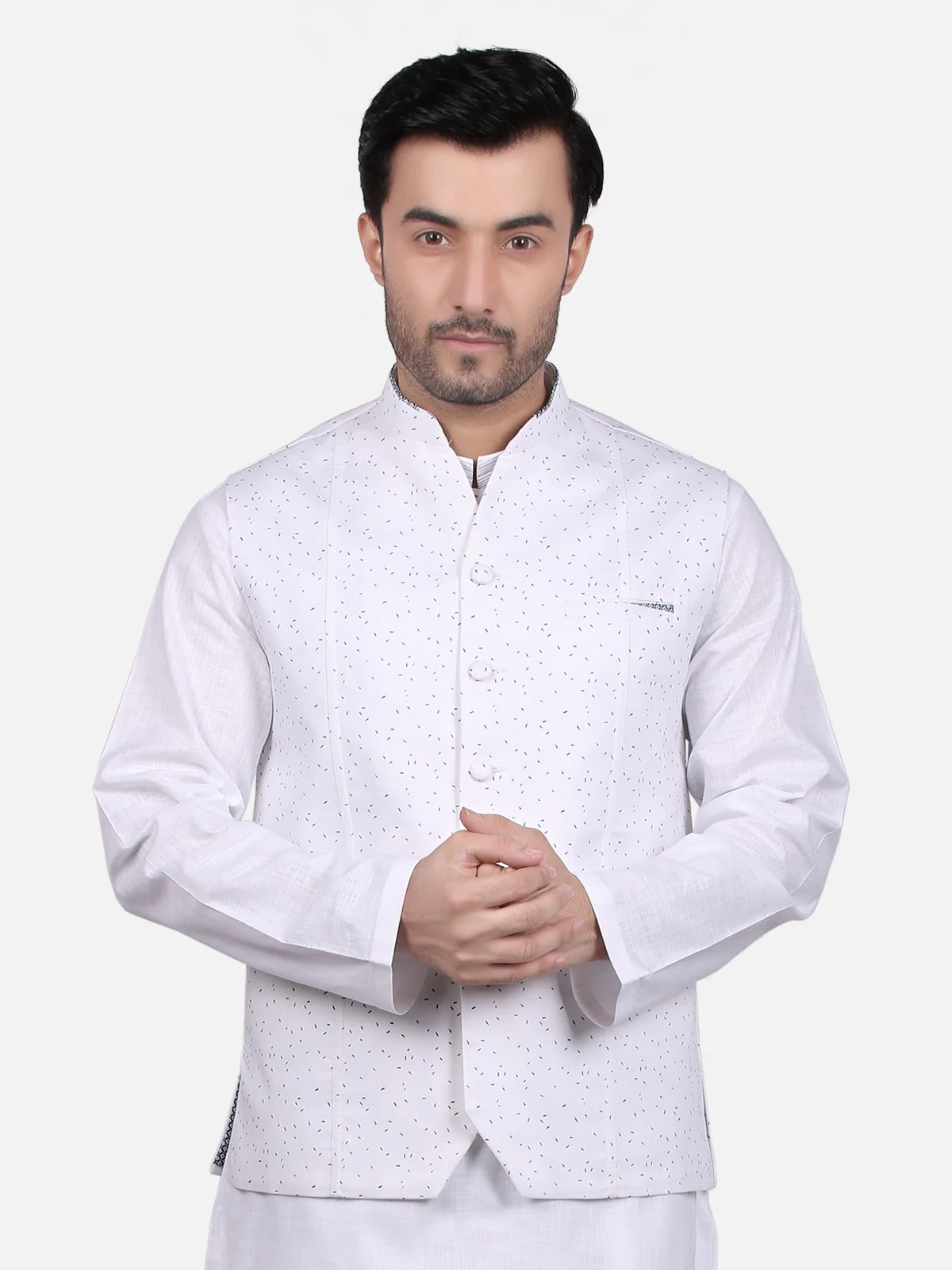 Men's White Waist Coat - EMTWC18-35646 - Image 2