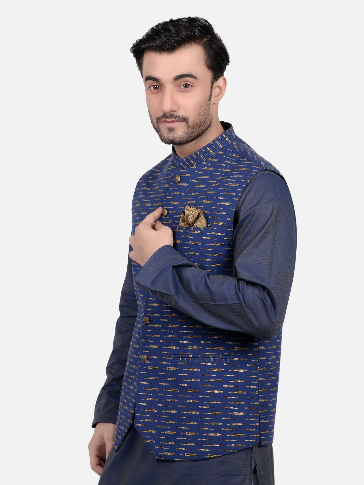 Men's Blue Waist Coat - EMTWC18-35655 - Image 2