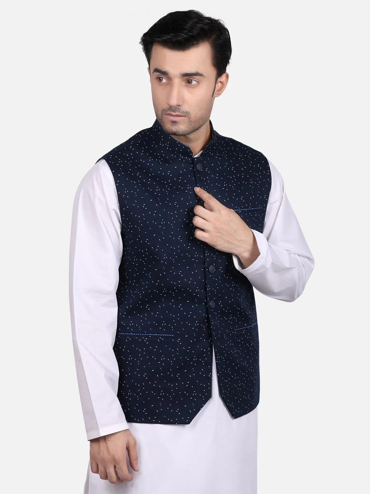 Men's Navy Blue Waist Coat - EMTWC18-35660 - Image 2