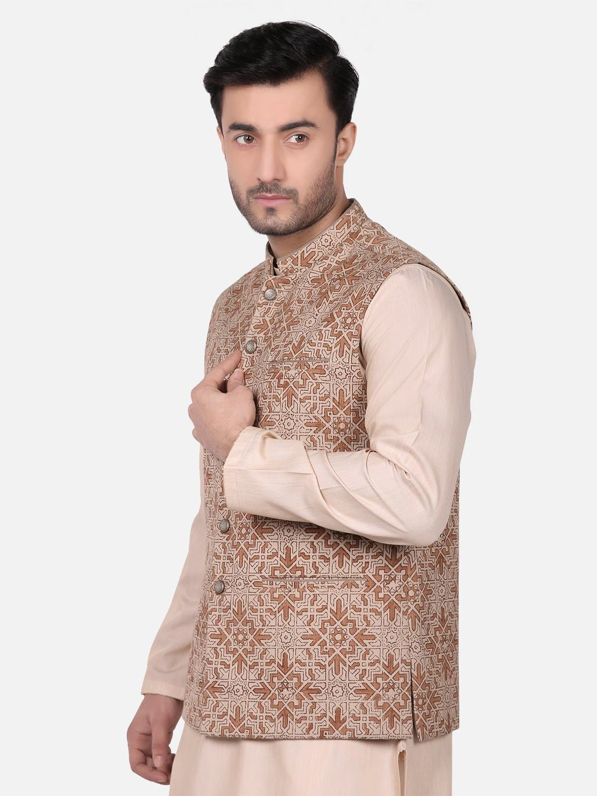 Men's Light Brown Waist Coat - EMTWC18-35664 - Image 2