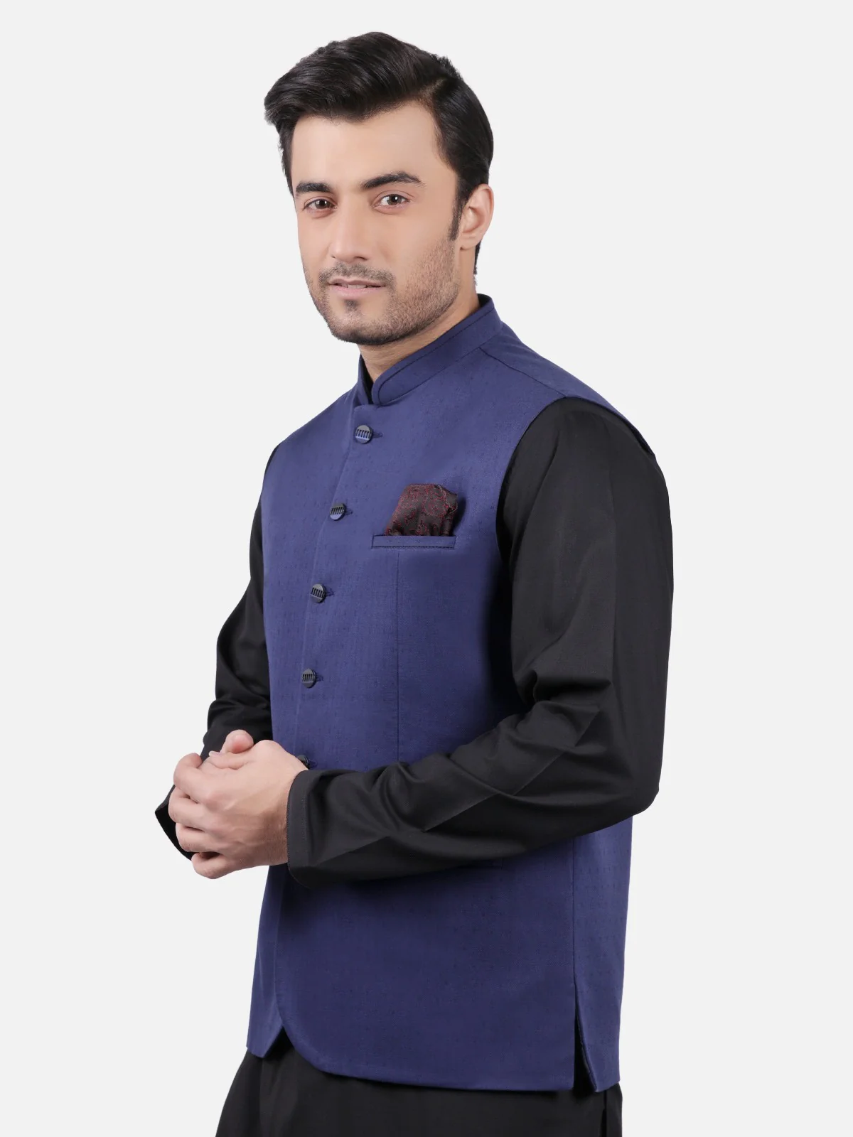 Men's Navy Blue Waist Coat - EMTWC18-35668 - Image 2
