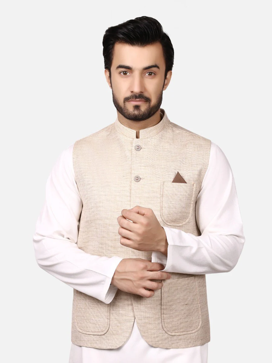 Men's Beige Waist Coat - EMTWC19-003 - Image 2