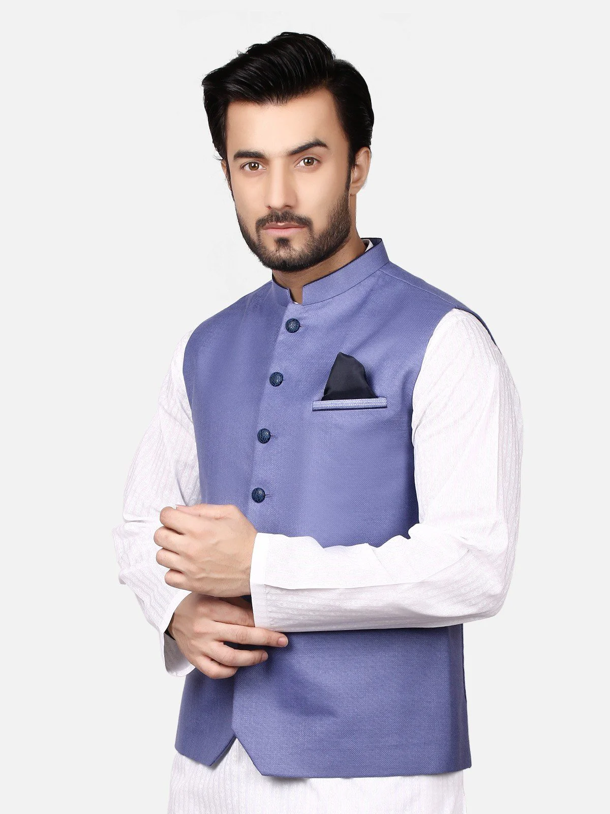 Men's Blue Waist Coat - EMTWC19-007 - Image 2