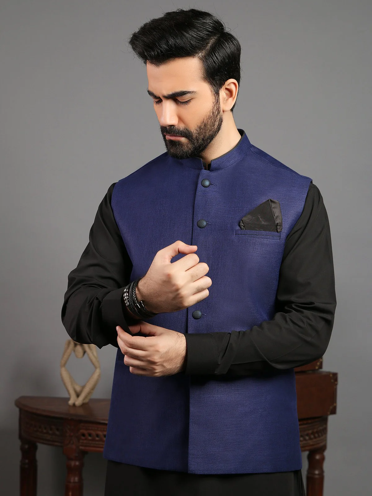 Men's Royal Blue Waist Coat - EMTWC19-009 - Image 2