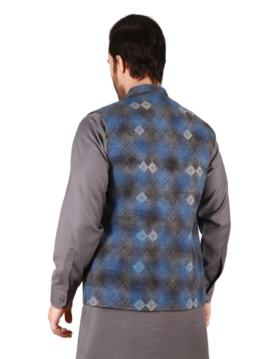 Men's Blue & Black Waist Coat - EMTWC19-011 - Image 3