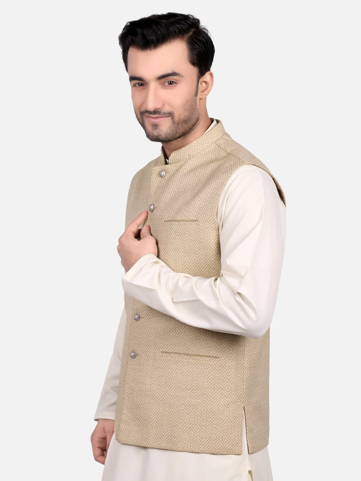 Men's Olive Green Waist Coat - EMTWC19-35653 - Image 2