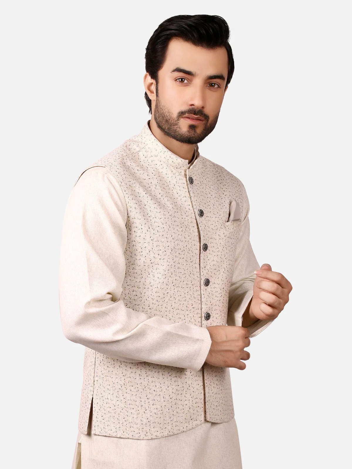 Men's Light Beige Waist Coat - EMTWC19-35680 - Image 2