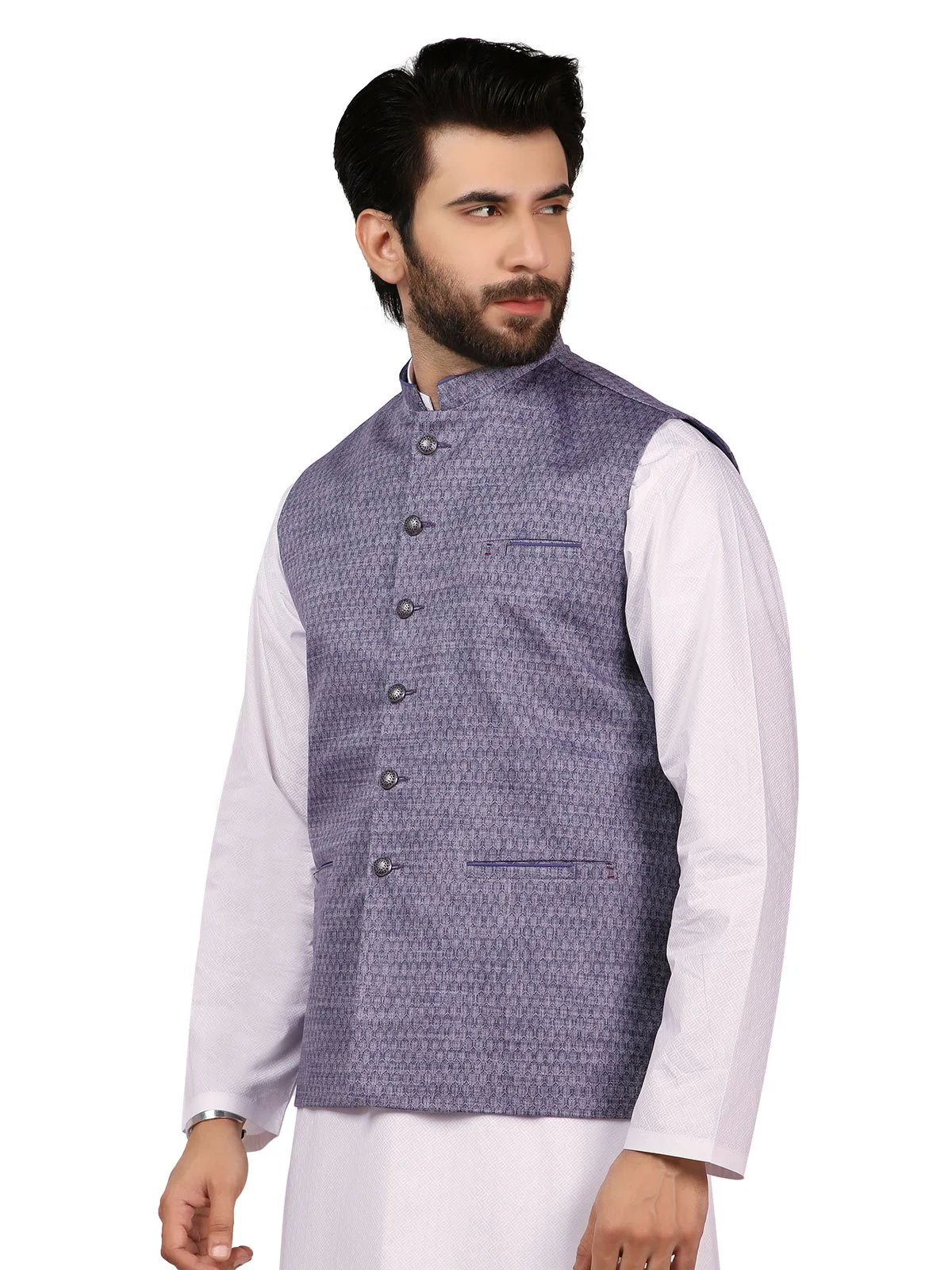 Men's Light Purple Waist Coat - EMTWC19-35685 - Image 2
