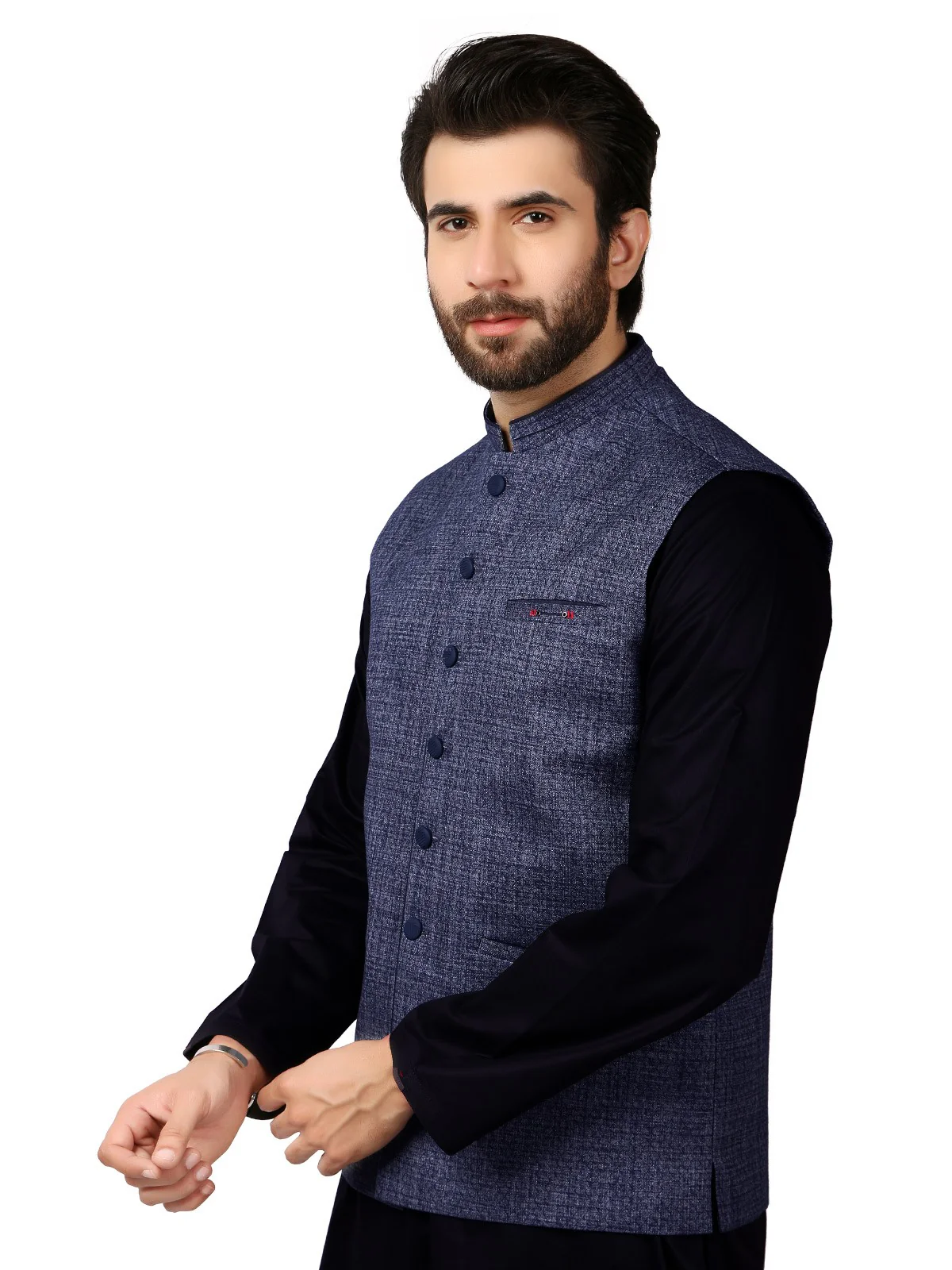 Men's Blue Waist Coat - EMTWC19-35686 - Image 2