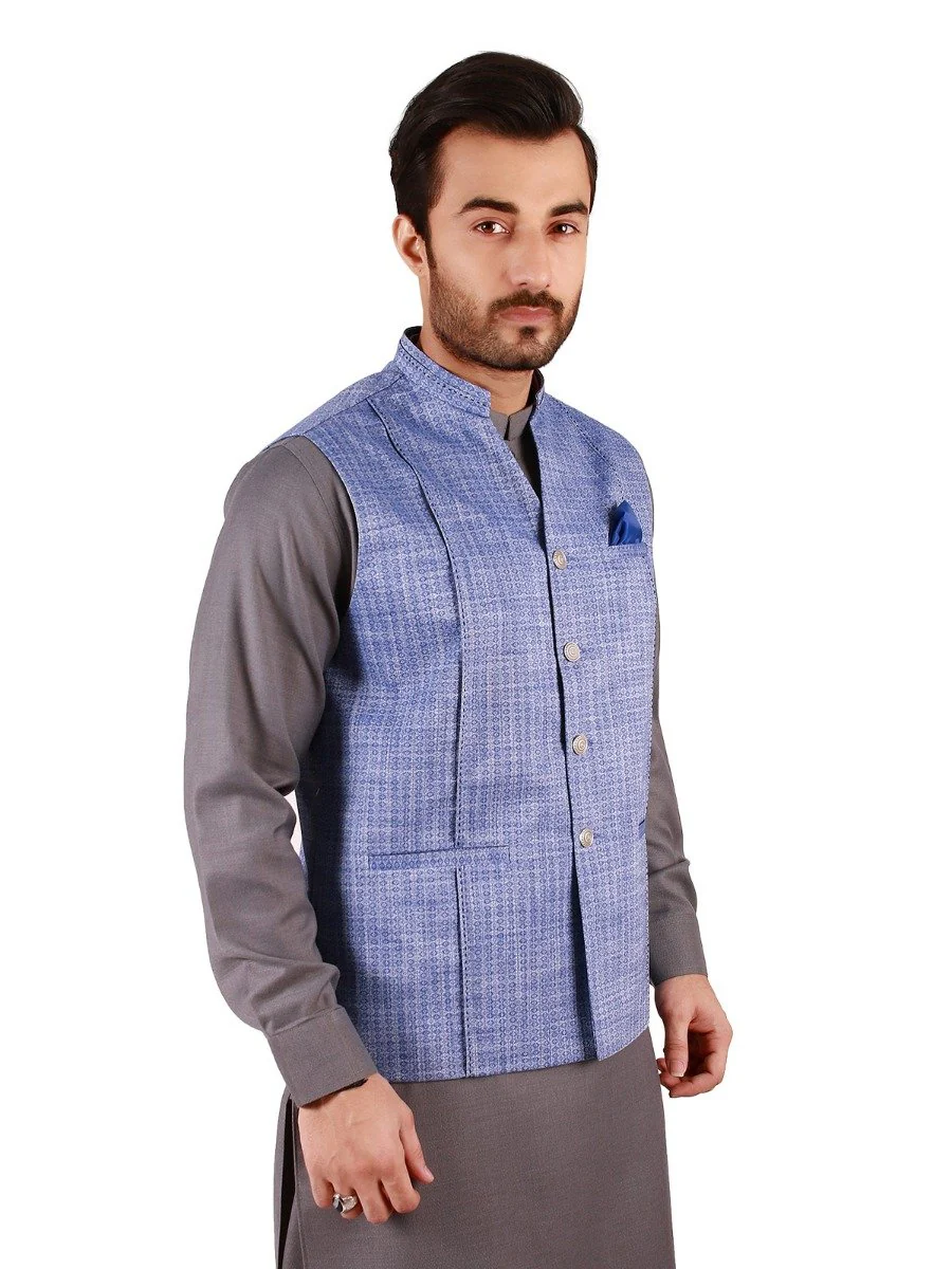 Men's Royal Blue Waist Coat - EMTWC19-35688 - Image 2
