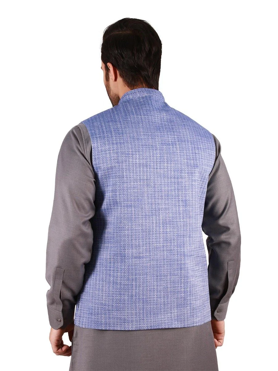 Men's Royal Blue Waist Coat - EMTWC19-35688 - Image 3