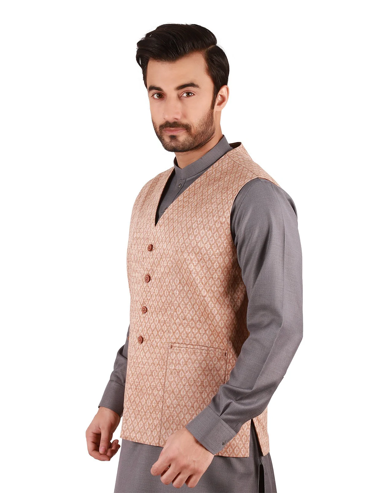 Men's Light Brown Waist Coat - EMTWC19-35689 - Image 2