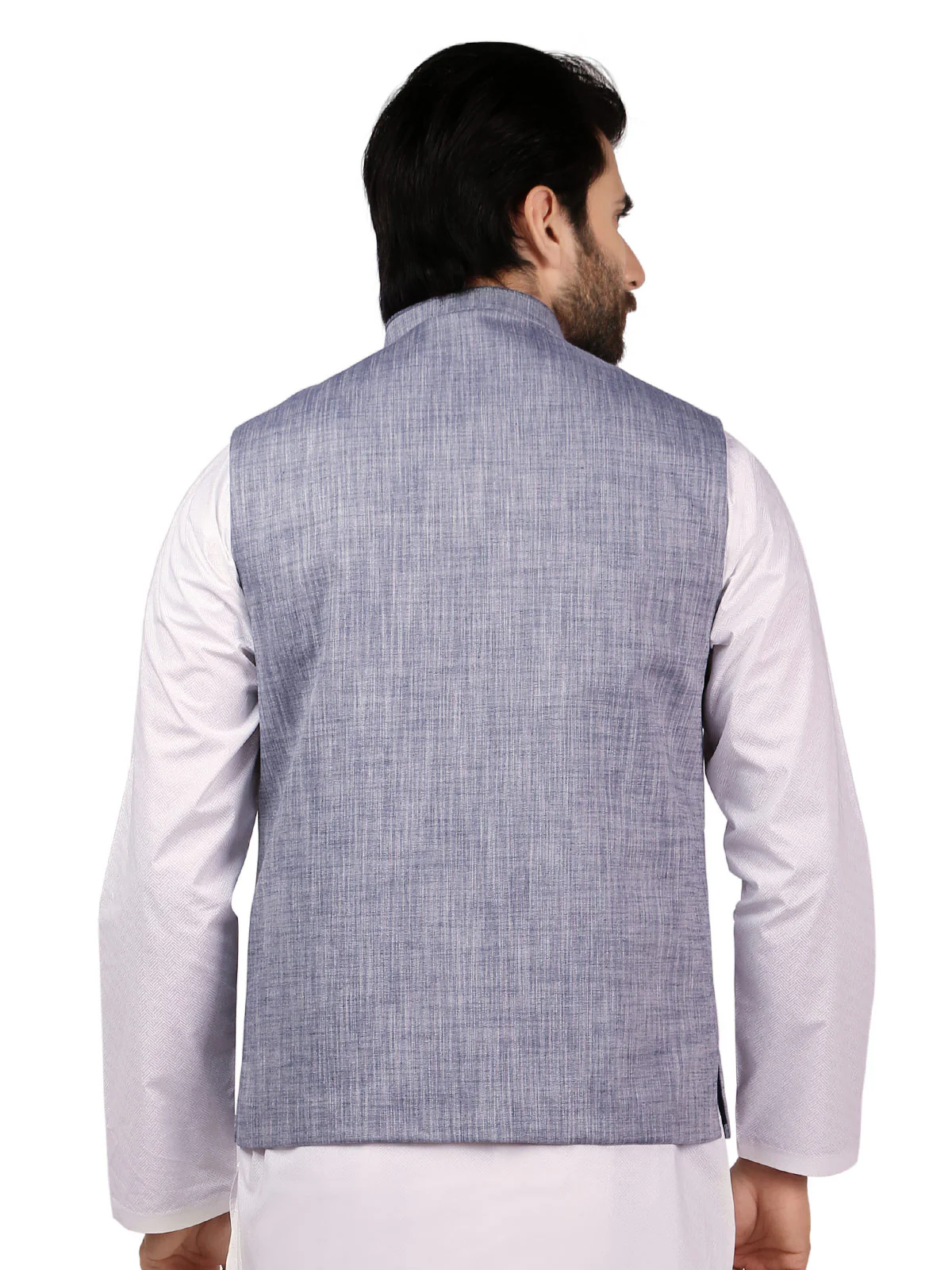 Men's Greyish Blue Waist Coat - EMTWC19-35693 - Image 3