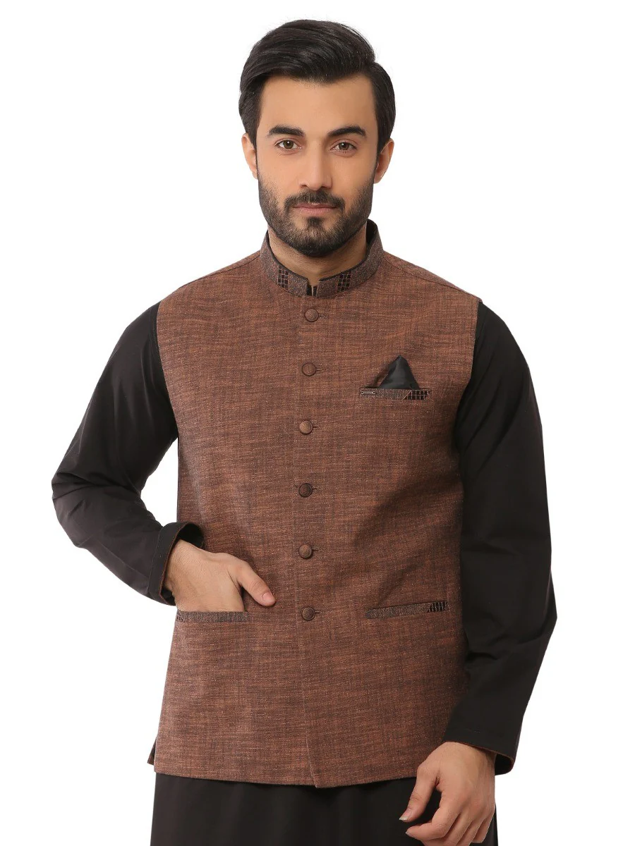 Men's Light Brown Waist Coat - EMTWC19-35695 - Image 2