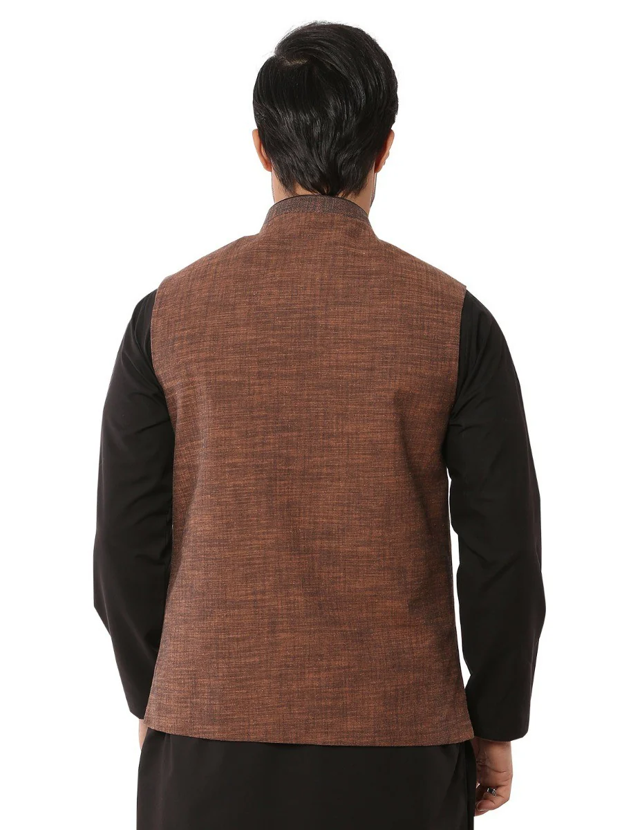 Men's Light Brown Waist Coat - EMTWC19-35695 - Image 3