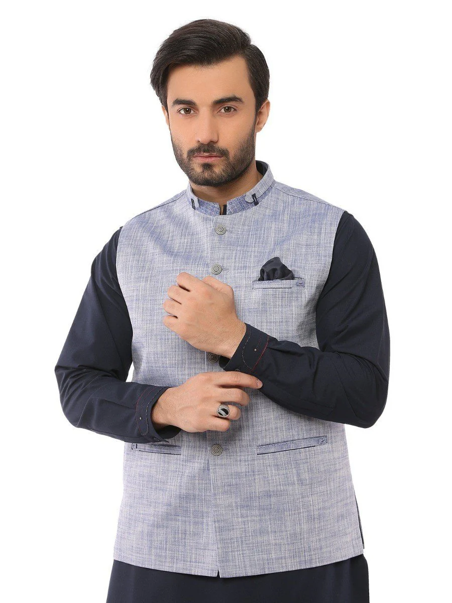 Men's Light Blue Waist Coat - EMTWC19-35697 - Image 2