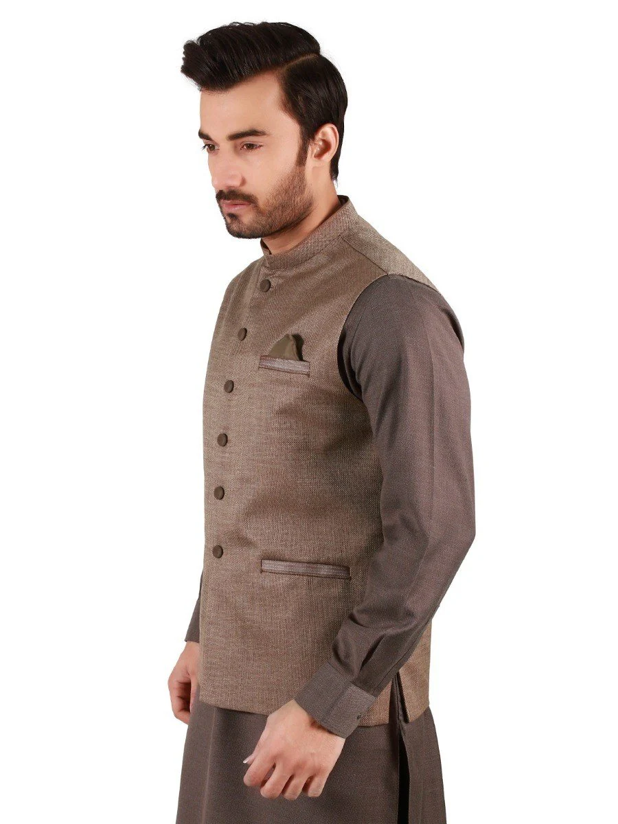 Men's Light Brown Waist Coat - EMTWC19-35698 - Image 2