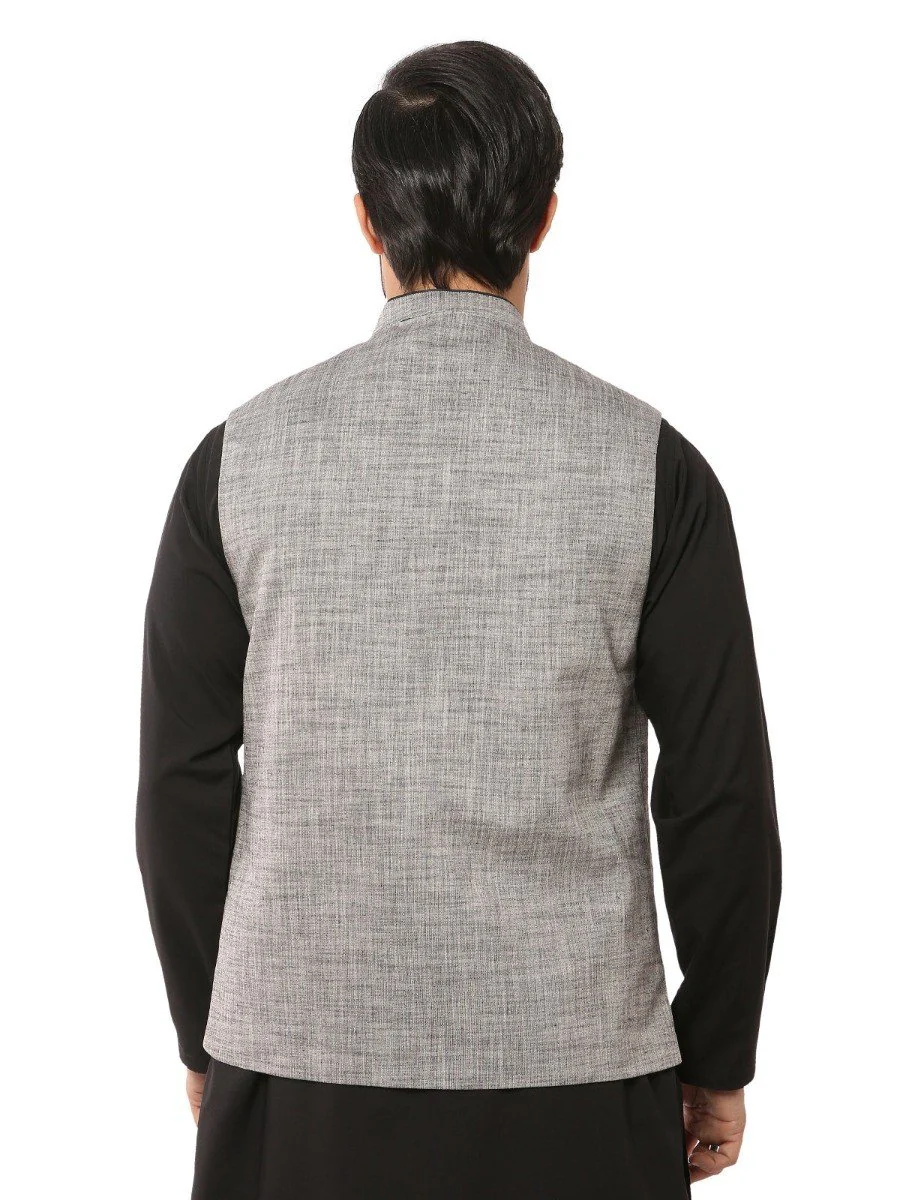 Men's Ash Grey Waist Coat - EMTWC19-35705 - Image 3