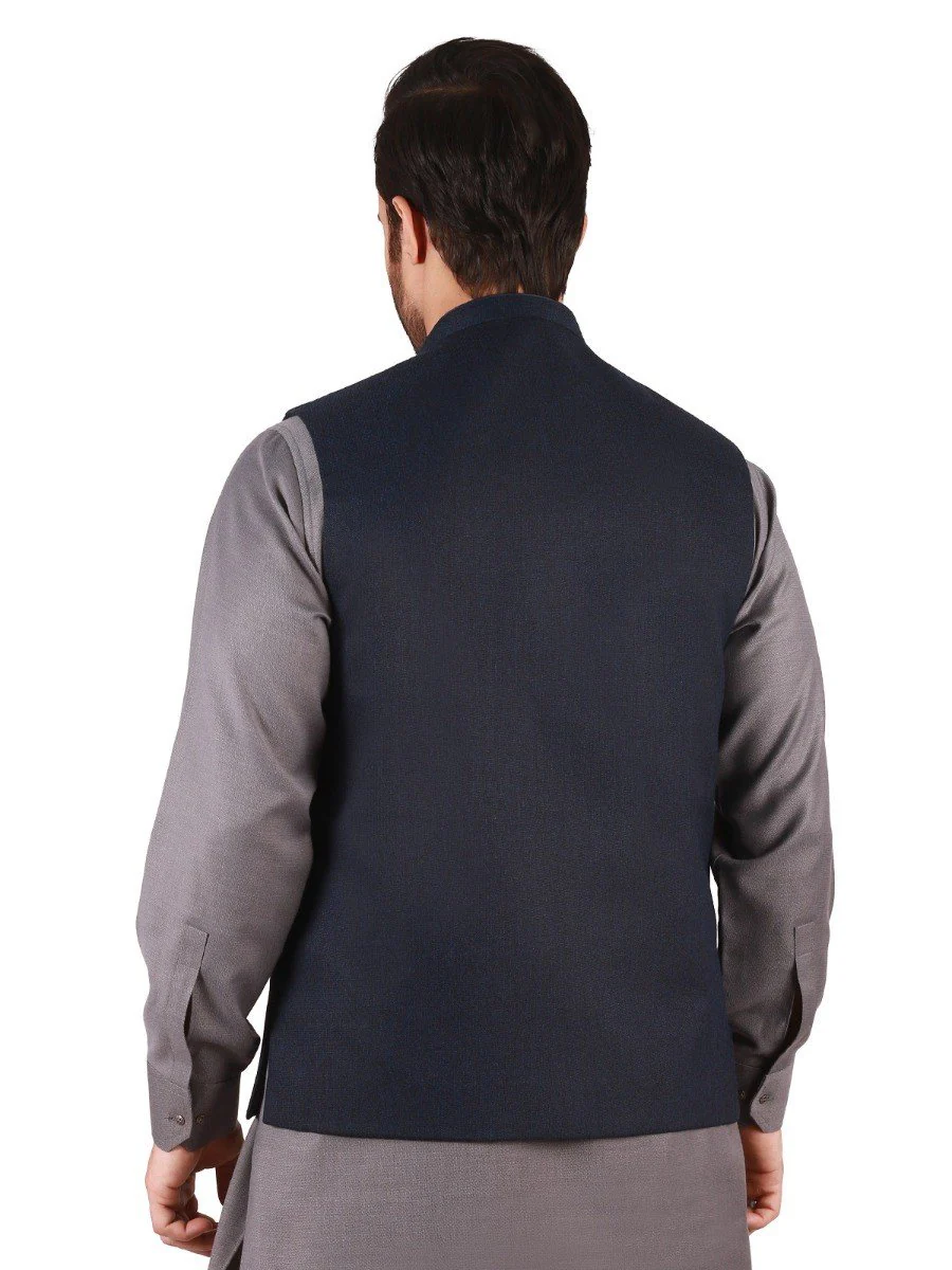 Men's Mid Night Blue Waist Coat - EMTWC19-35706 - Image 3