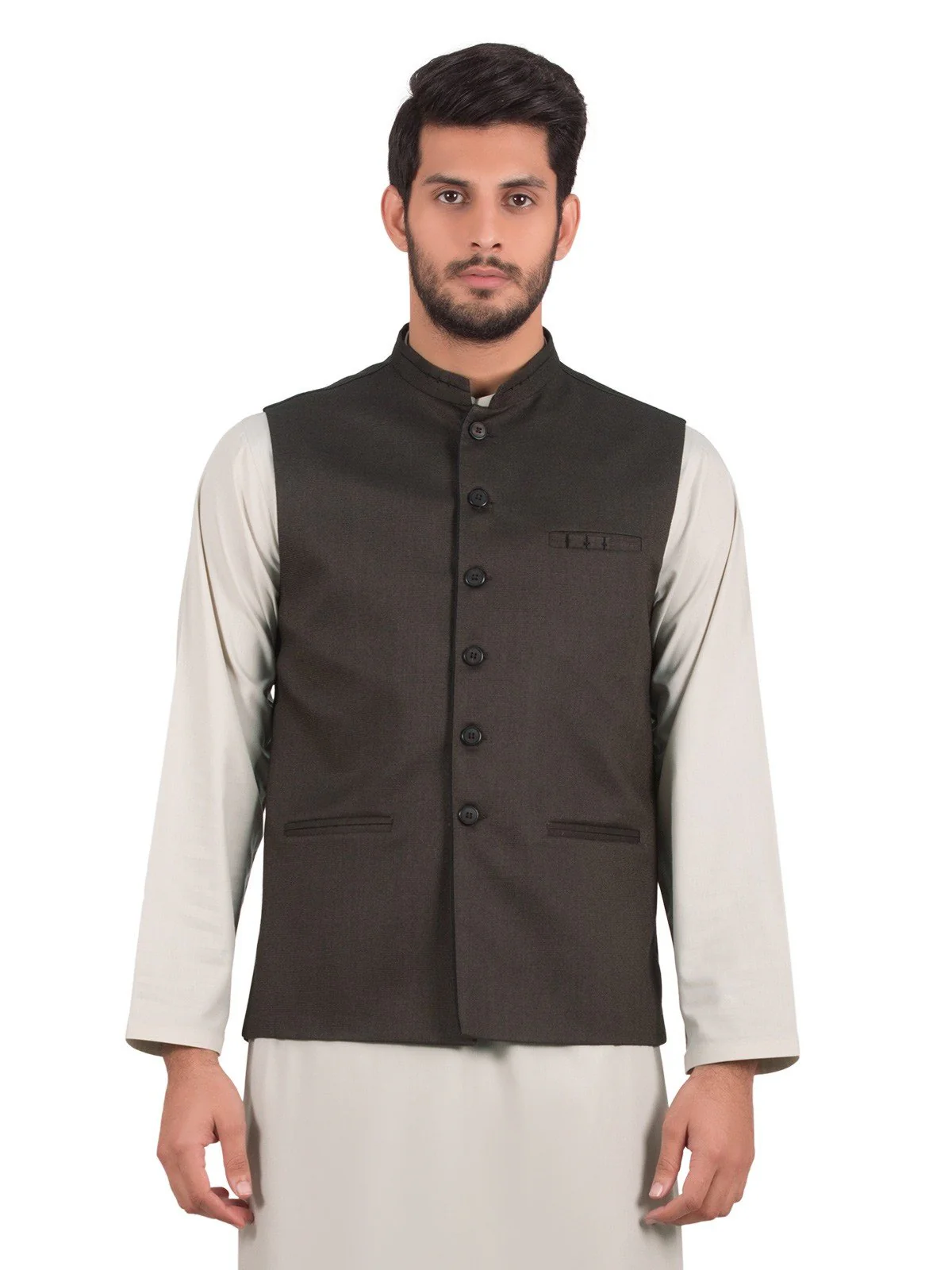Men's Dark Coffee Waist Coat - EMTWC19-35707 - Image 2