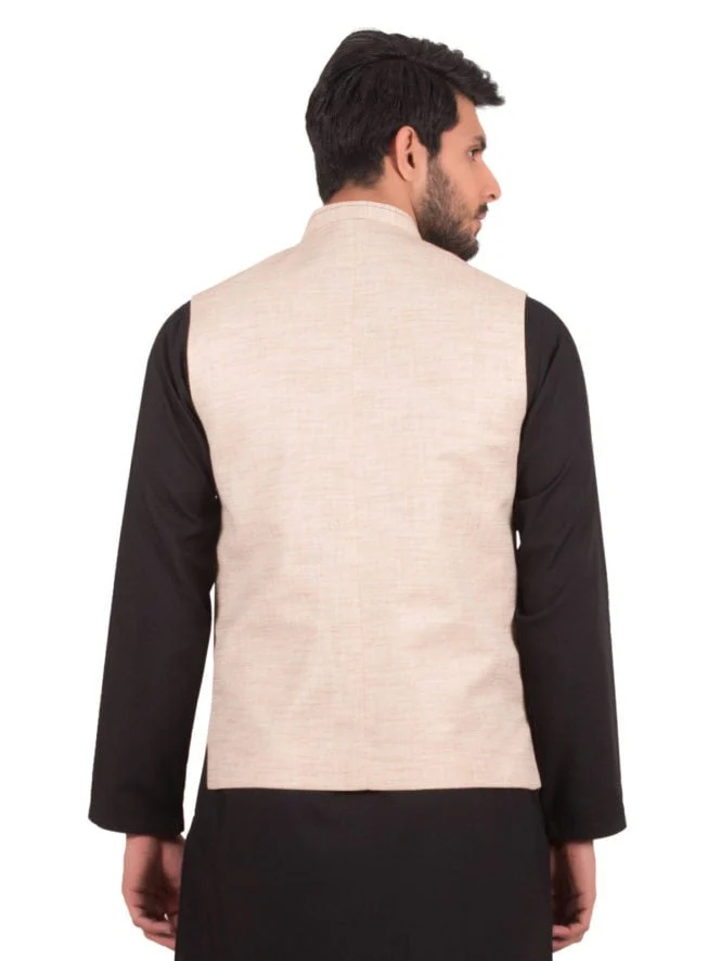 Men's Light Beige Waist Coat - EMTWC19-35708 - Image 3