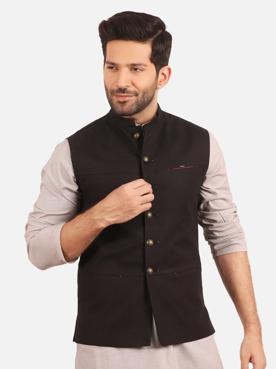 Men's Black Waist Coat - EMTWC20-012 - Image 2