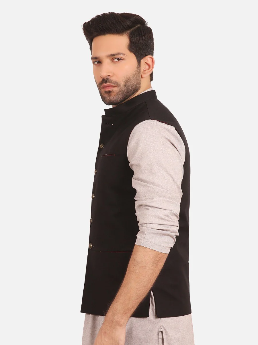 Men's Black Waist Coat - EMTWC20-012 - Image 3