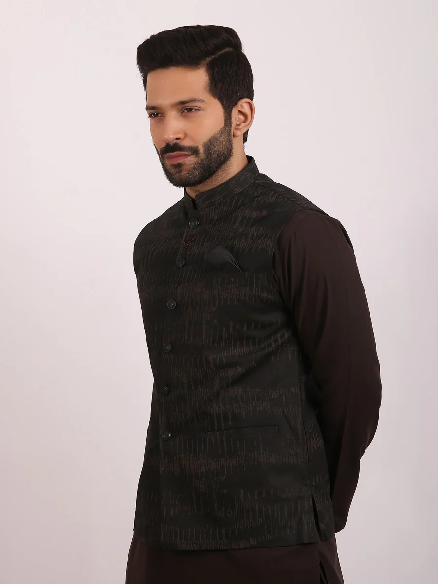 Men's Black Waist Coat - EMTWC20-35713 - Image 2