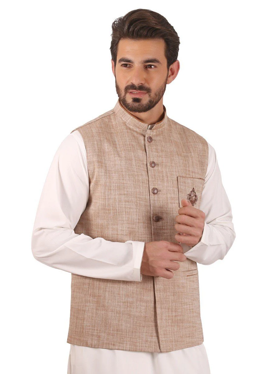 Men's Light Brown Waist Coat - EMTWC20-35715 - Image 2