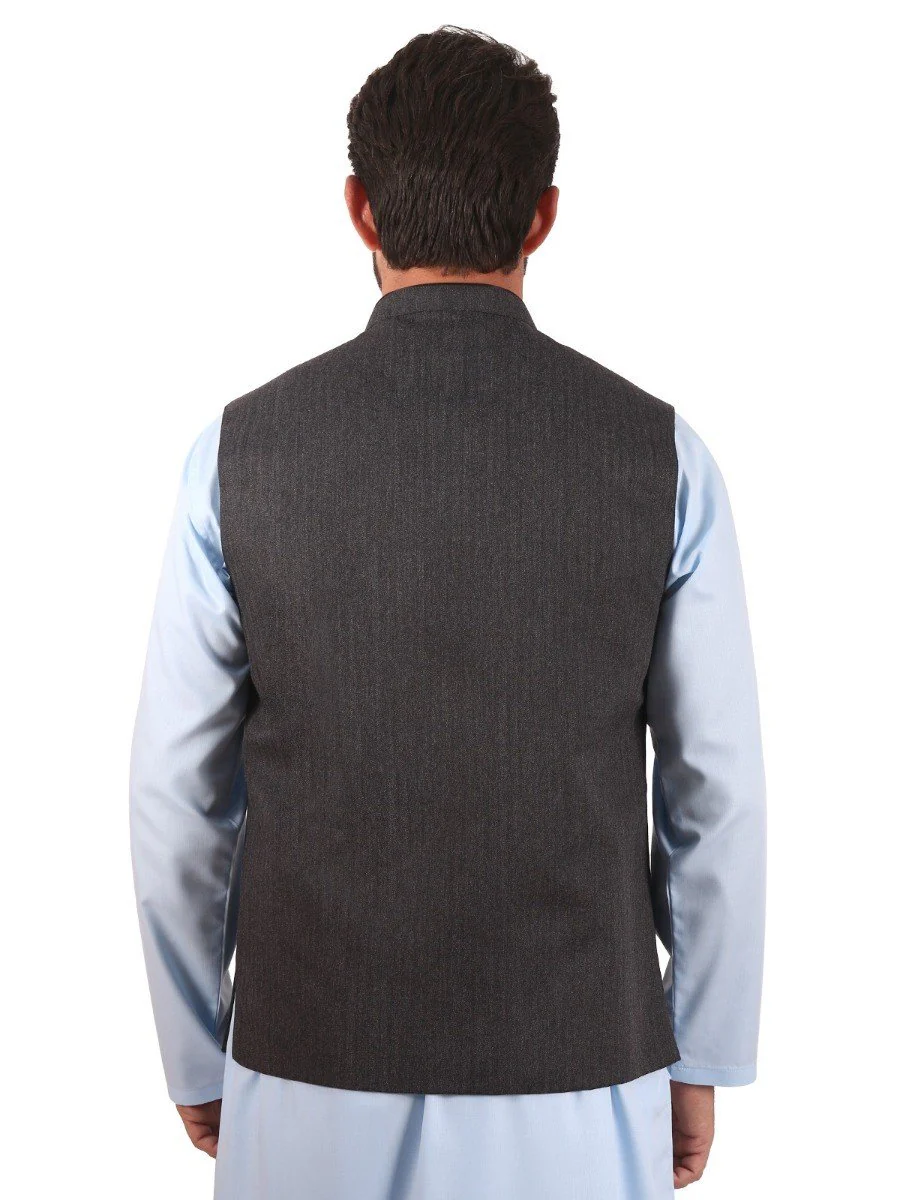 Men's Charcoal Grey Waist Coat - EMTWC20-35717 - Image 3