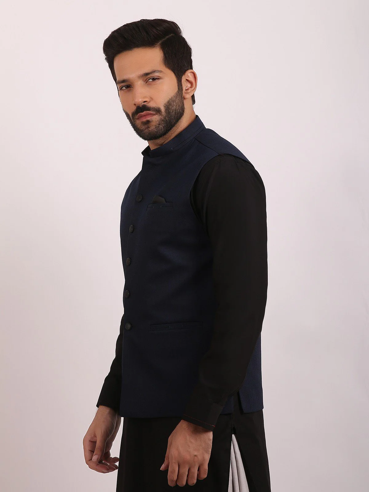 Men's Navy Blue Waist Coat - EMTWC20-35718 - Image 2