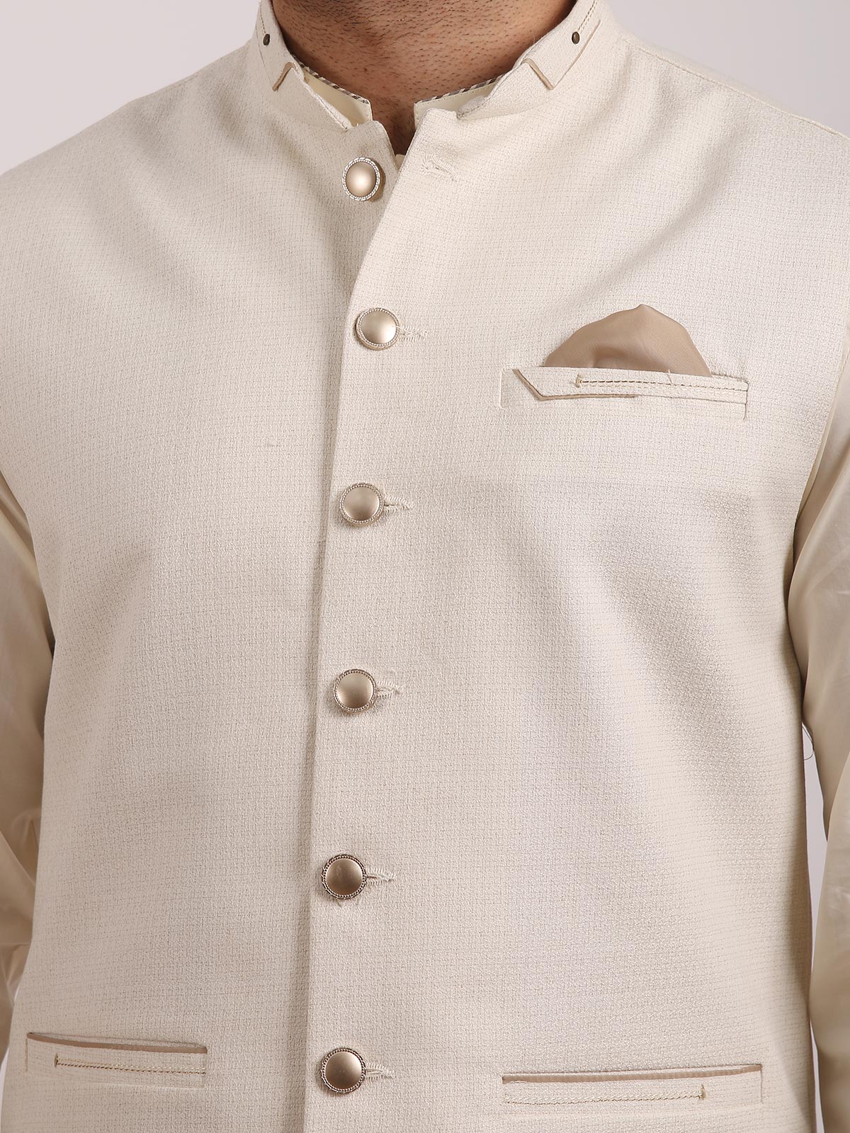 Men's Off White Waist Coat - EMTWC20-35720 - Image 2