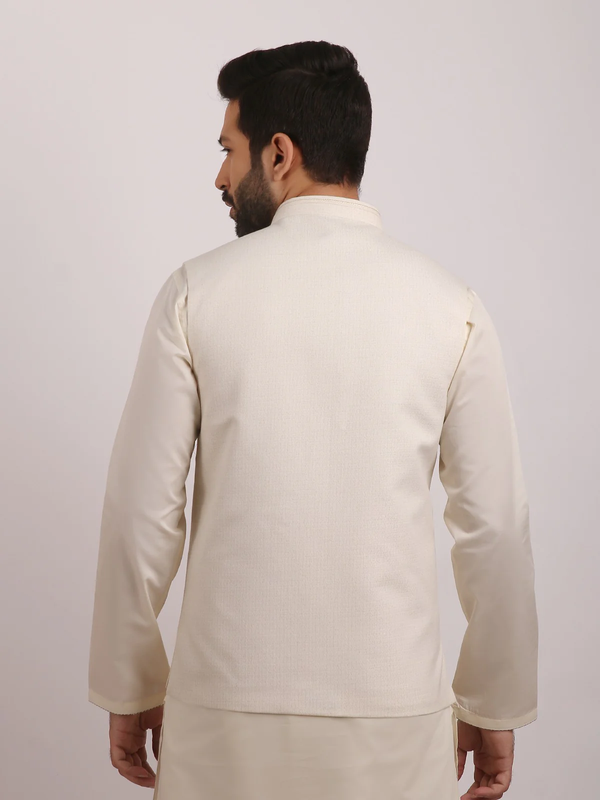 Men's Off White Waist Coat - EMTWC20-35720 - Image 4