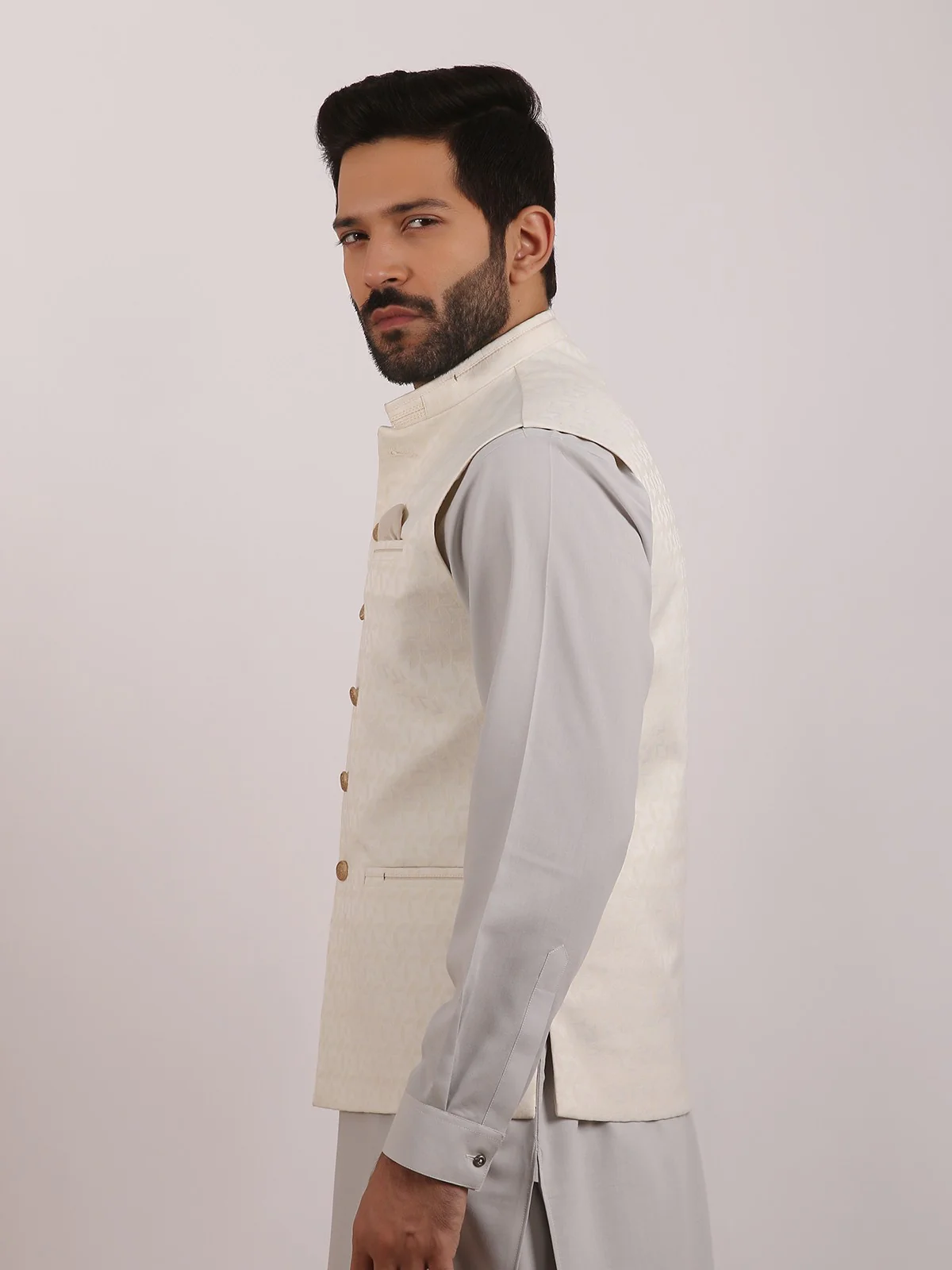 Men's Cream Waist Coat - EMTWC20-35722 - Image 3