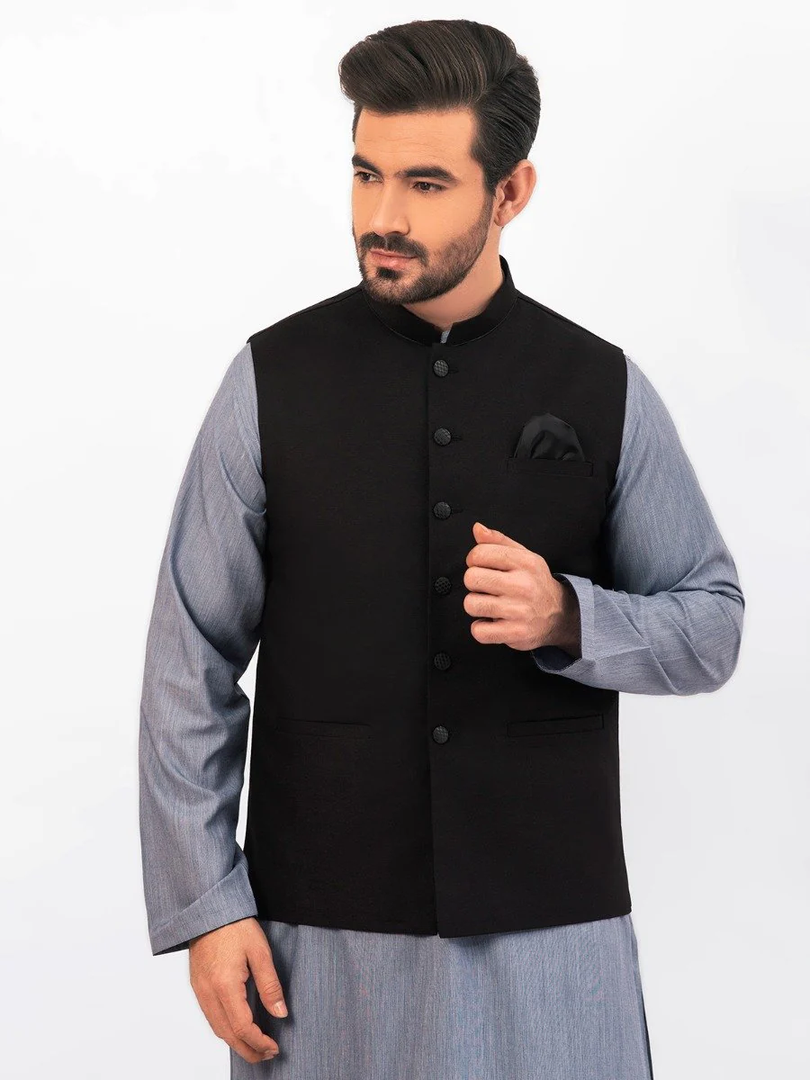 Men's Black Waist Coat - EMTWC20-35723