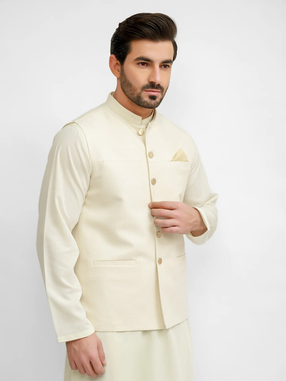 Men's Cream Waist Coat - EMTWC21-35724 - Image 2