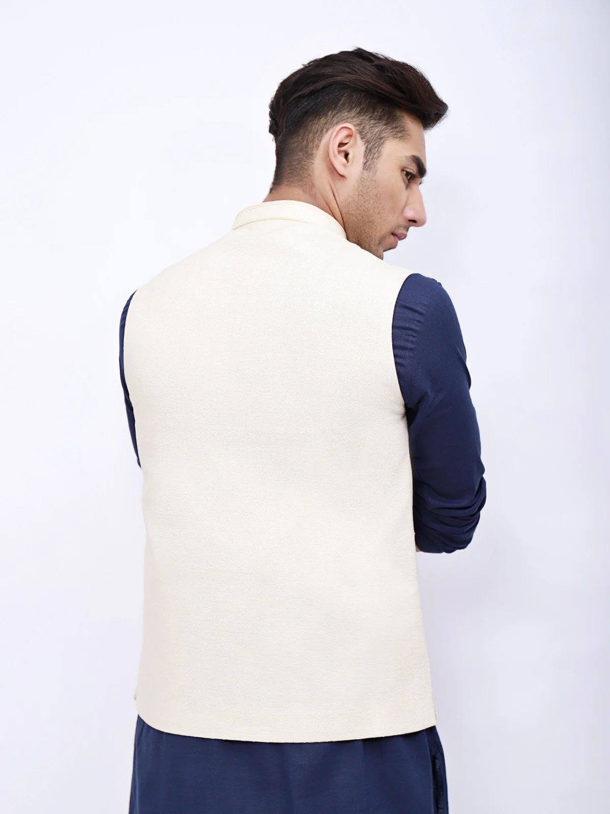 Men's Cream Waist Coat - EMTWC21-35726 - Image 3