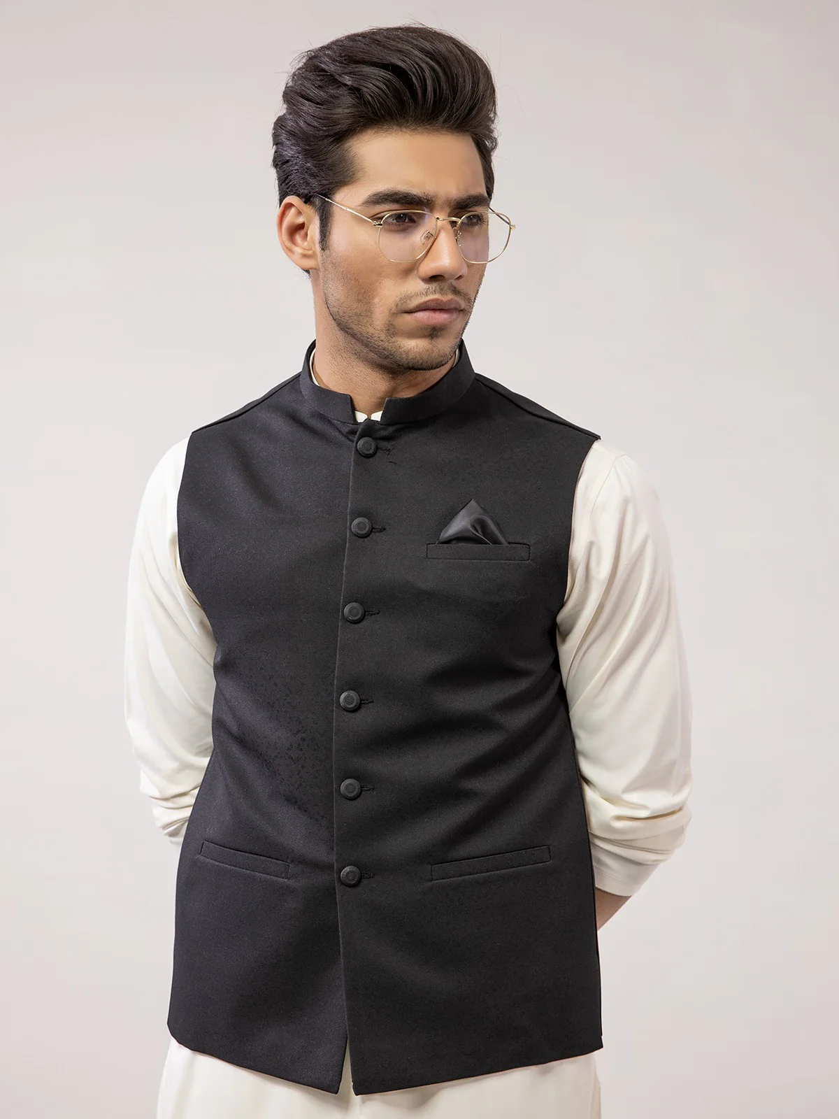 Men's Black Waist Coat - EMTWC21-35730 - Image 3
