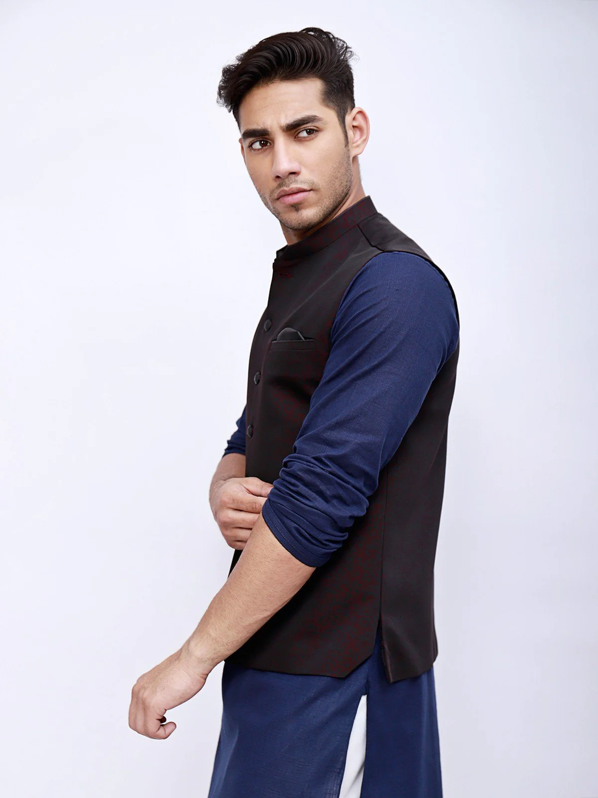 Men's Dark Brown Waist Coat - EMTWC21-35735 - Image 2