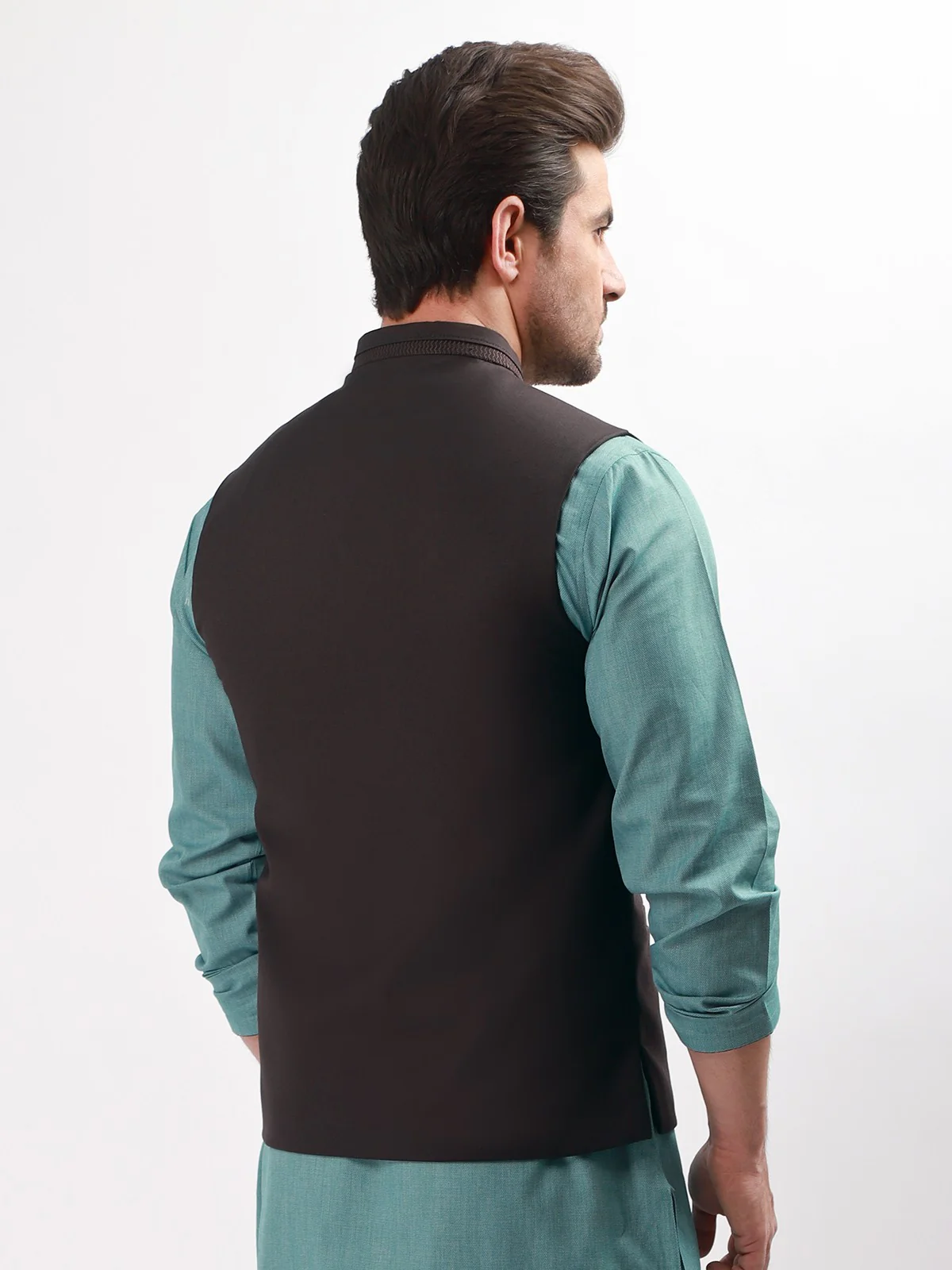 Men's Dark Brown Waist Coat - EMTWC21-35739 - Image 2