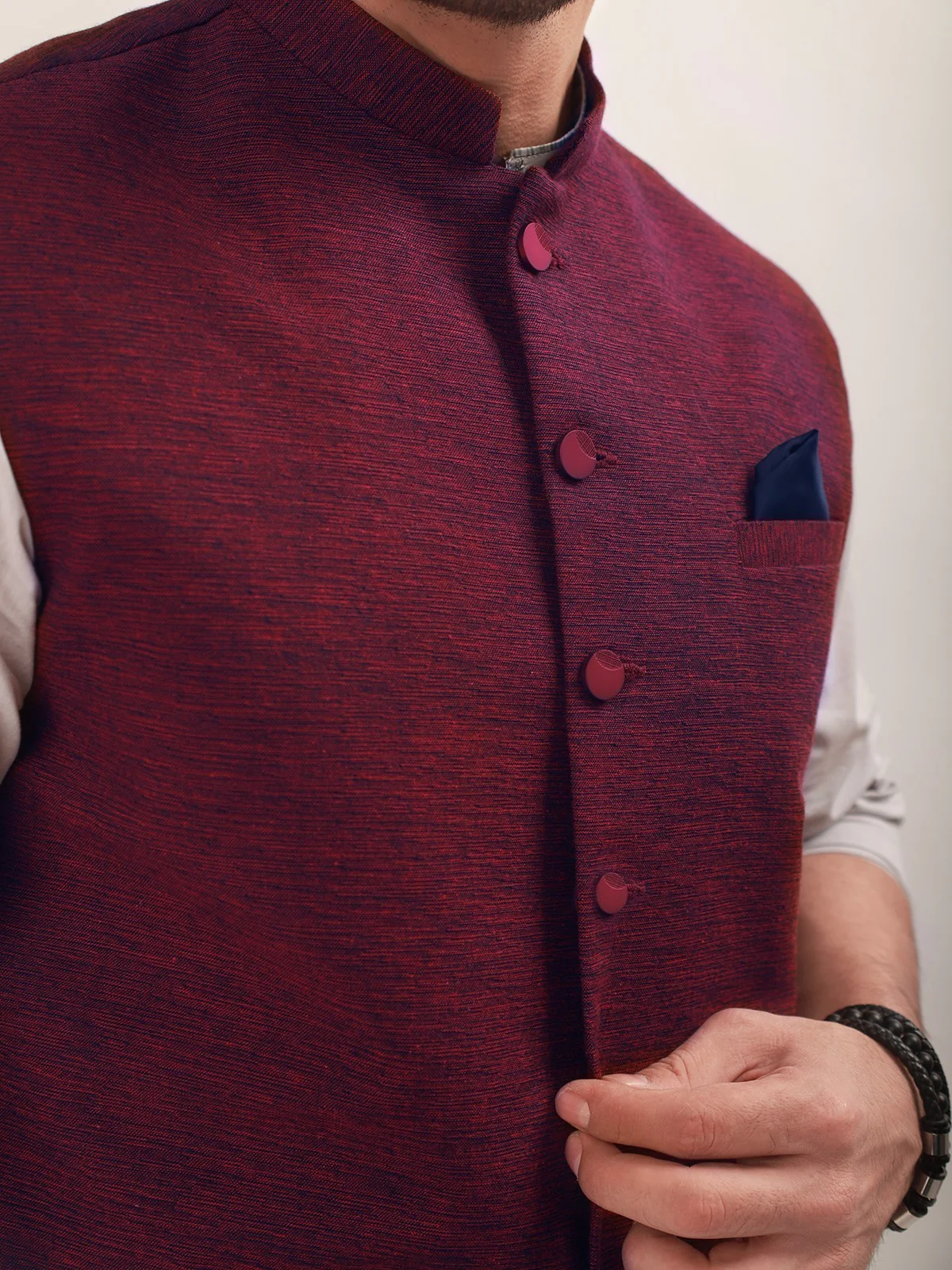 Men's Maroon Waist Coat - EMTWC21-35744 - Image 2