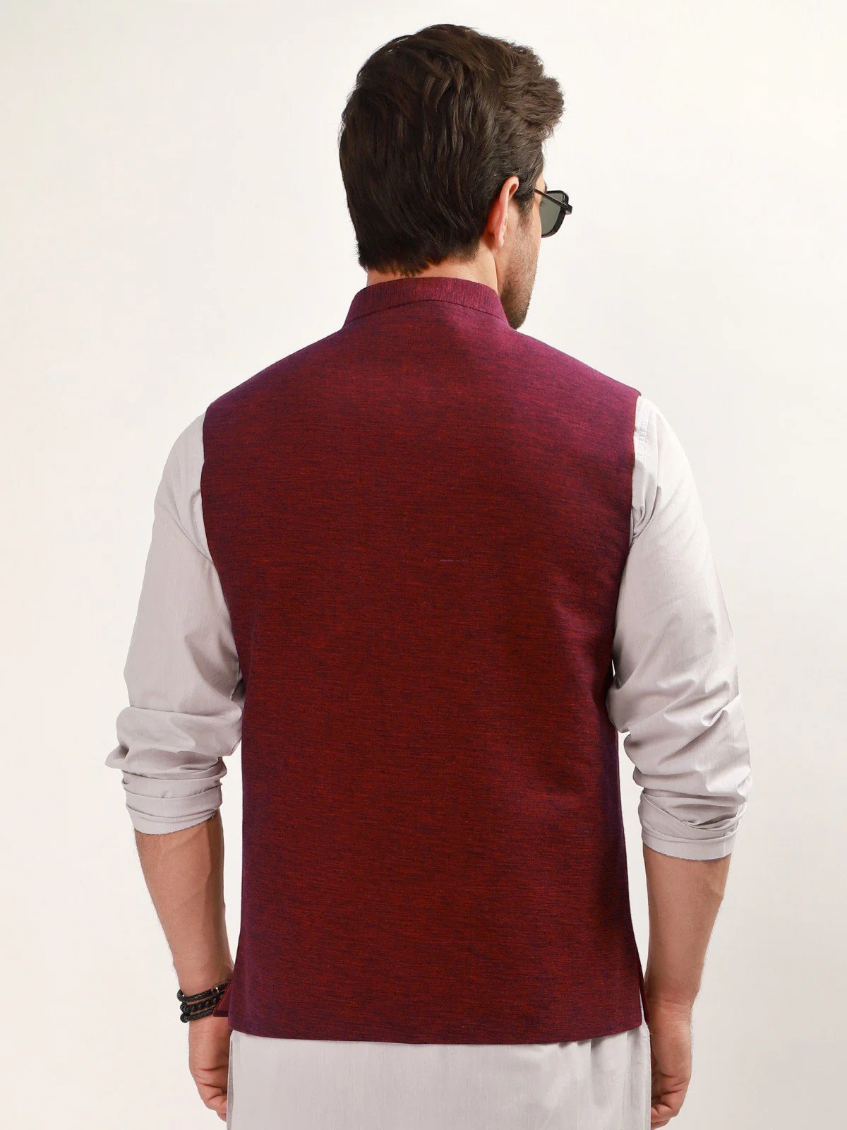 Men's Maroon Waist Coat - EMTWC21-35744 - Image 3