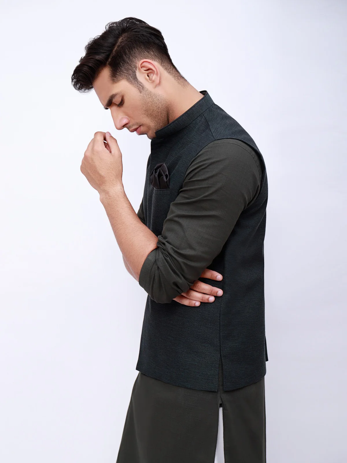 Men's Dark Teal Waist Coat - EMTWC21-35745 - Image 2