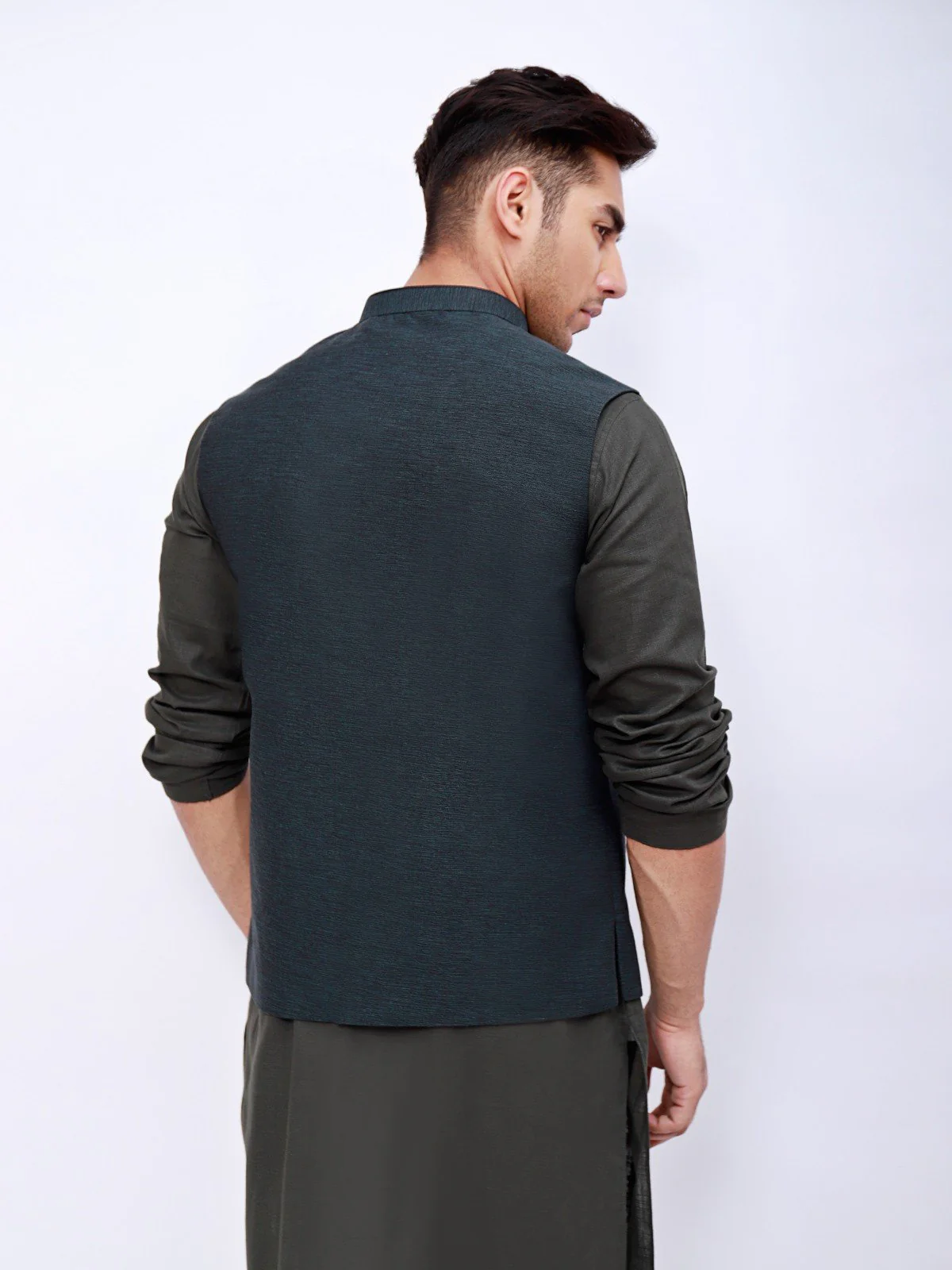 Men's Dark Teal Waist Coat - EMTWC21-35745 - Image 3