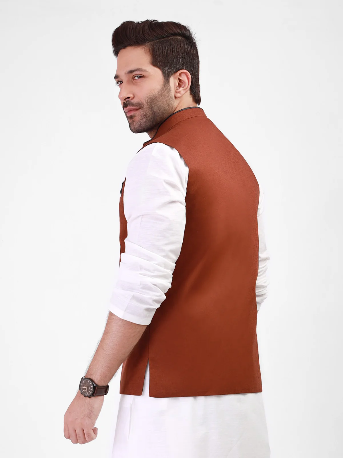 Men's Brown Waist Coat - EMTWC21-35749 - Image 4
